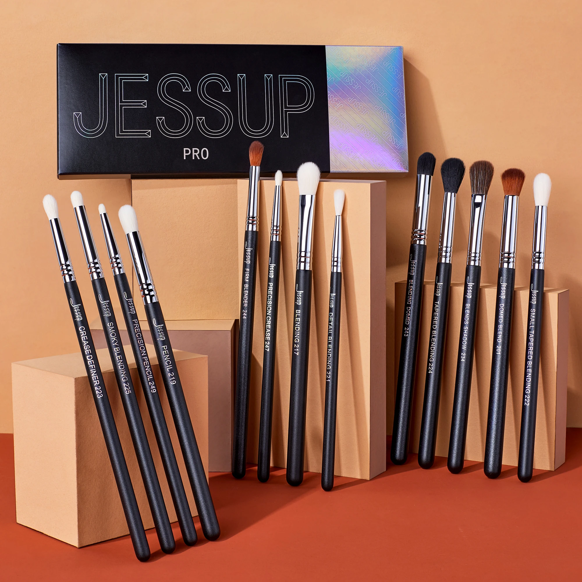 Set de Brochas de Maquillaje para Ojos Jessup, Brocha Profesional para Difuminar Sombras, Brocha Sintética para Delinear el Contorno del Ojo, T338