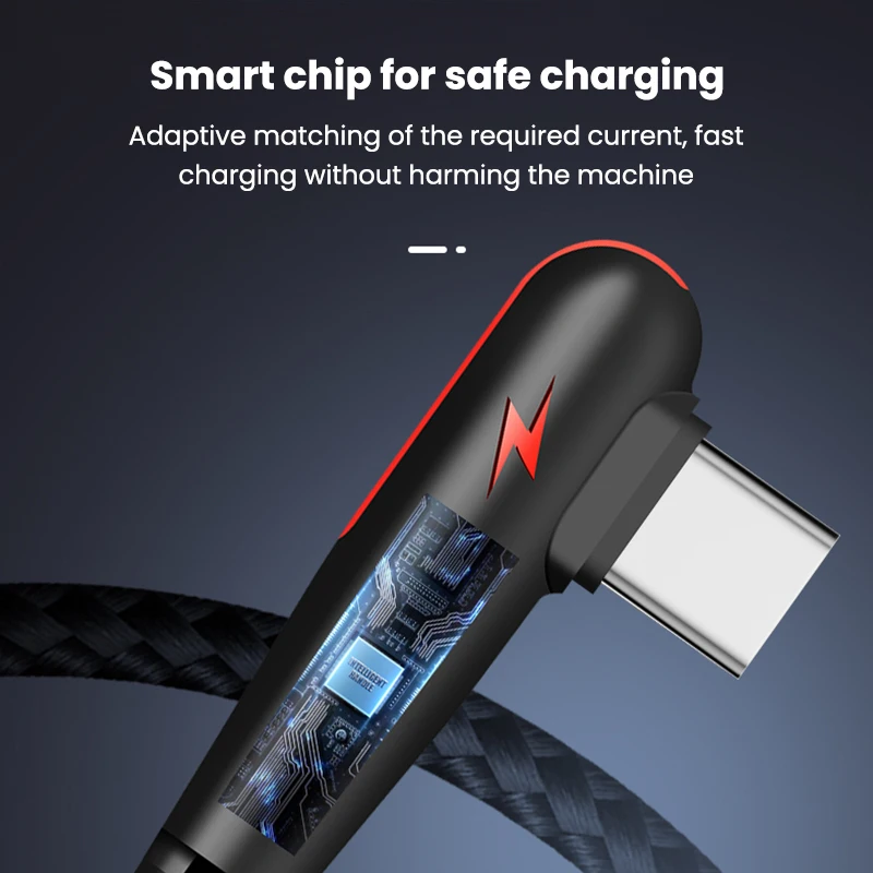 120W USB a cable tipo C 90 grados codo teléfono móvil carga rápida para Huawei Mate 40 30 Xiaomi Samsung Teléfono Cable de carga