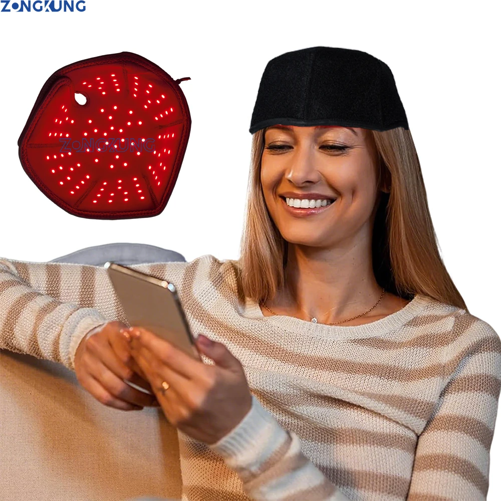 100 LED de 660nm y 850nm, Gorra de Terapia de Luz Roja e Infrarroja para el Crecimiento del Cabello