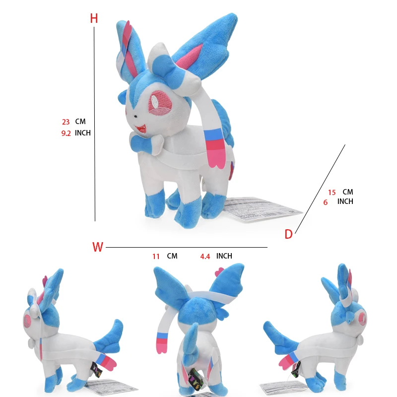 Leafeon Vaporeon Glaceon Sylveon Espeon Umbreon Sylveon juego de juguetes de peluche para regalo coleccionable, peluches suaves rellenos