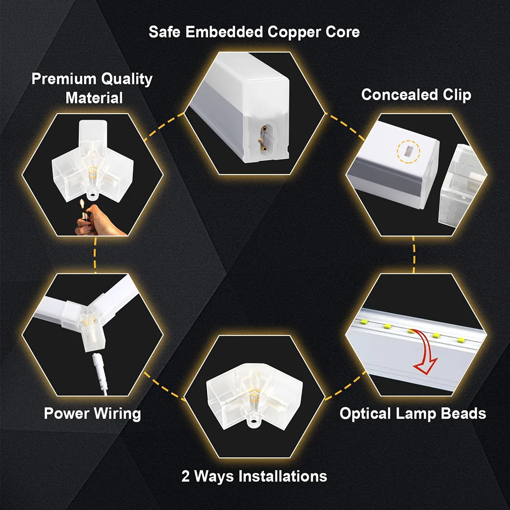 Luz blanca LED hexagonal en forma de panal para garaje, temperatura de color superbrillante de 6500K instalada en el techo, adecuada para garajes
