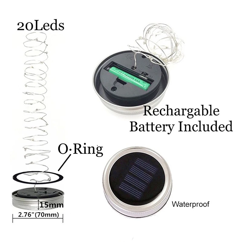 Luz de hadas decorativa Solar para exteriores, Control de luz impermeable, energía Solar, tapa de luz decorativa de vidrio, accesorios, cuentas de lámpara Solar