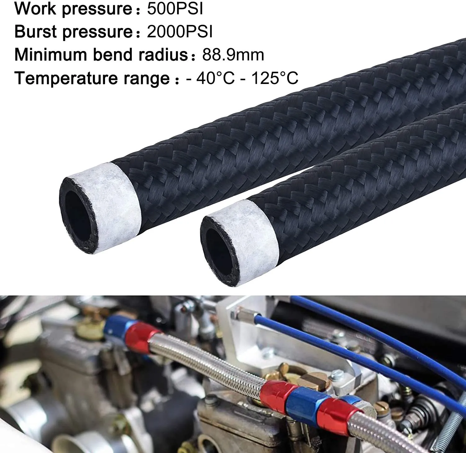 Manguera de combustible de aceite de 3M, línea de Gas de aceite AN4 AN6 AN8 AN10 AN12, manguera de enfriador de 10 pies, tubo de tubo trenzado de acero inoxidable de nailon en Stock nuevo