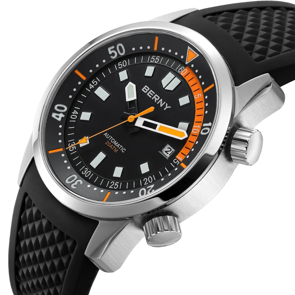 Relojes de buceo BERNY para hombre, reloj de buceo mecánico automático superluminoso resistente al agua hasta 200M, reloj de pulsera de buceo para natación de zafiro de 42mm
