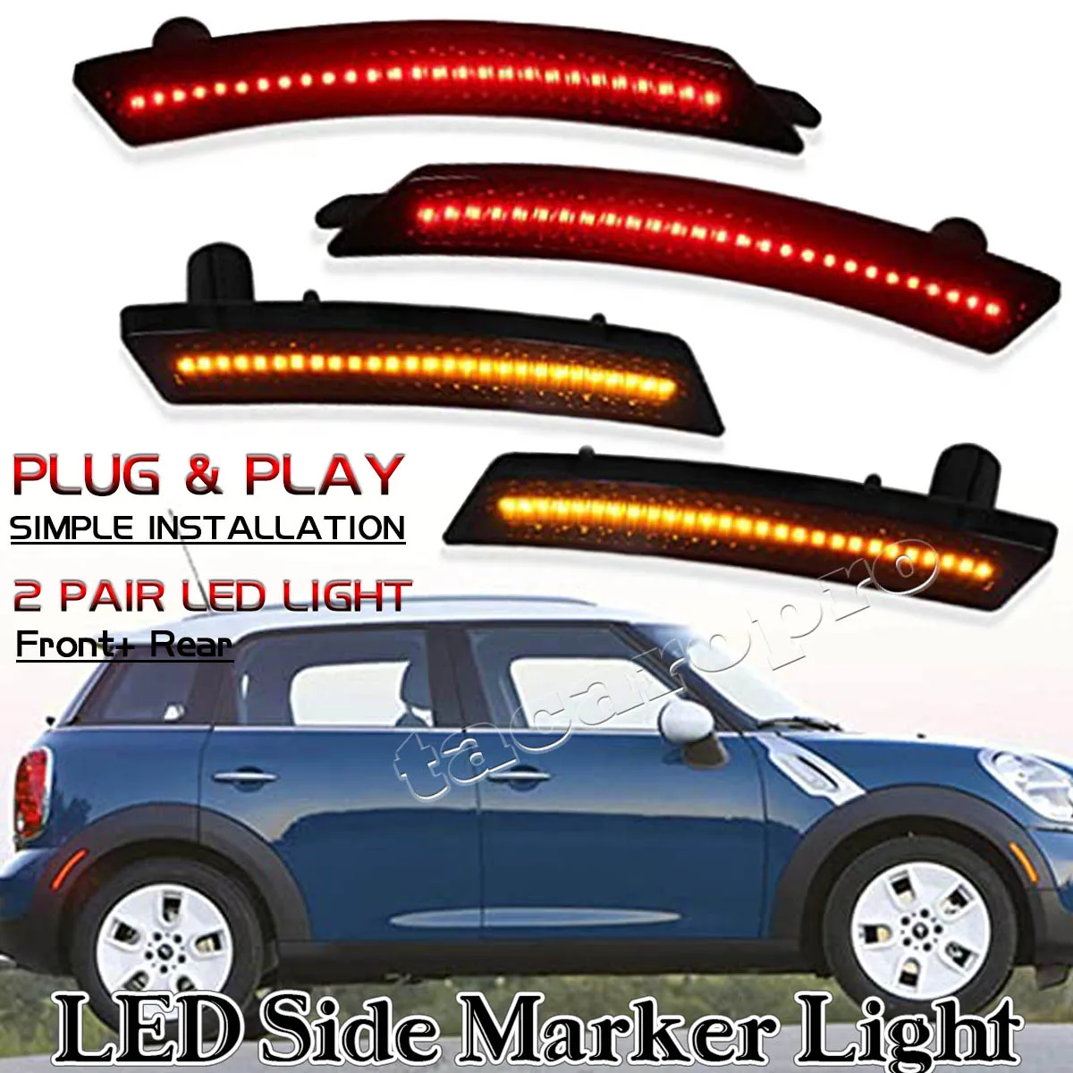 Luces LED de posición lateral, color rojo ámbar, para Mini Cooper R55 R56 R57 R58-R60, 2 unidades