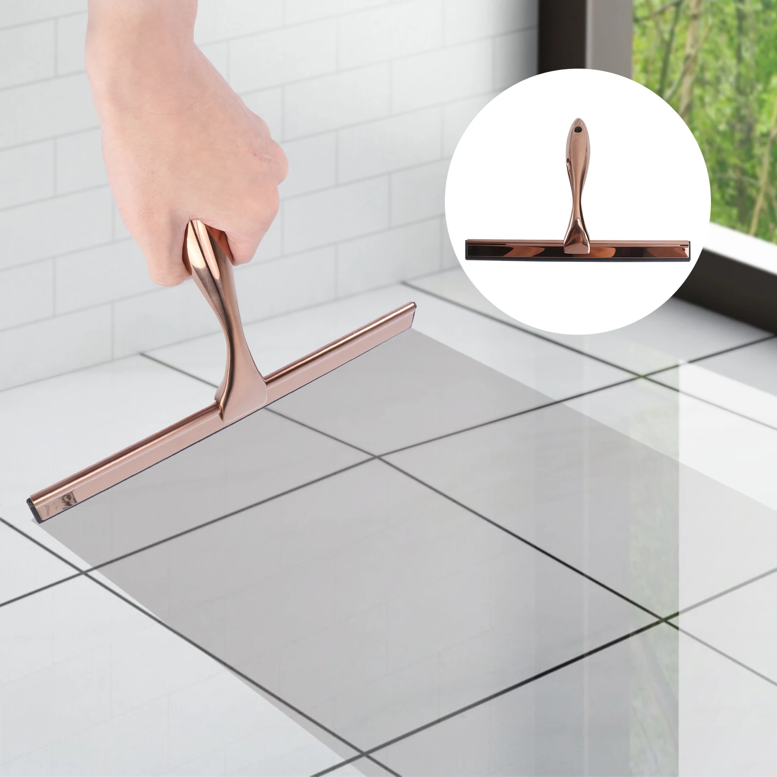 Limpiaparabrisas de acero inoxidable, vidrio, bronce, silicona, raspador de baño para el hogar, espejo, ducha, escurridor, todo propósito
