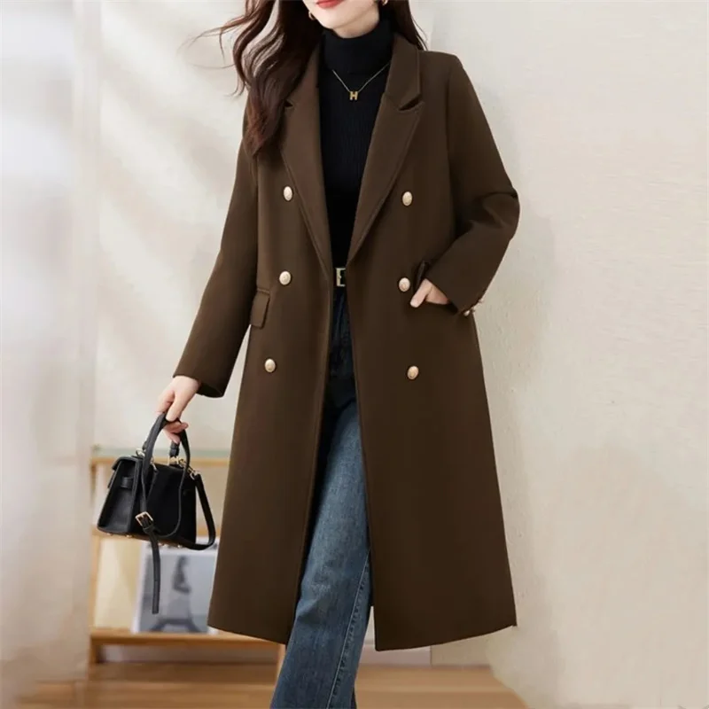 Abrigo Largo de Lana Rojo para Mujer, Cálido, Casual, Ajustado, con Algodón, Grueso, de Moda, Nueva Colección Otoño Invierno 2026