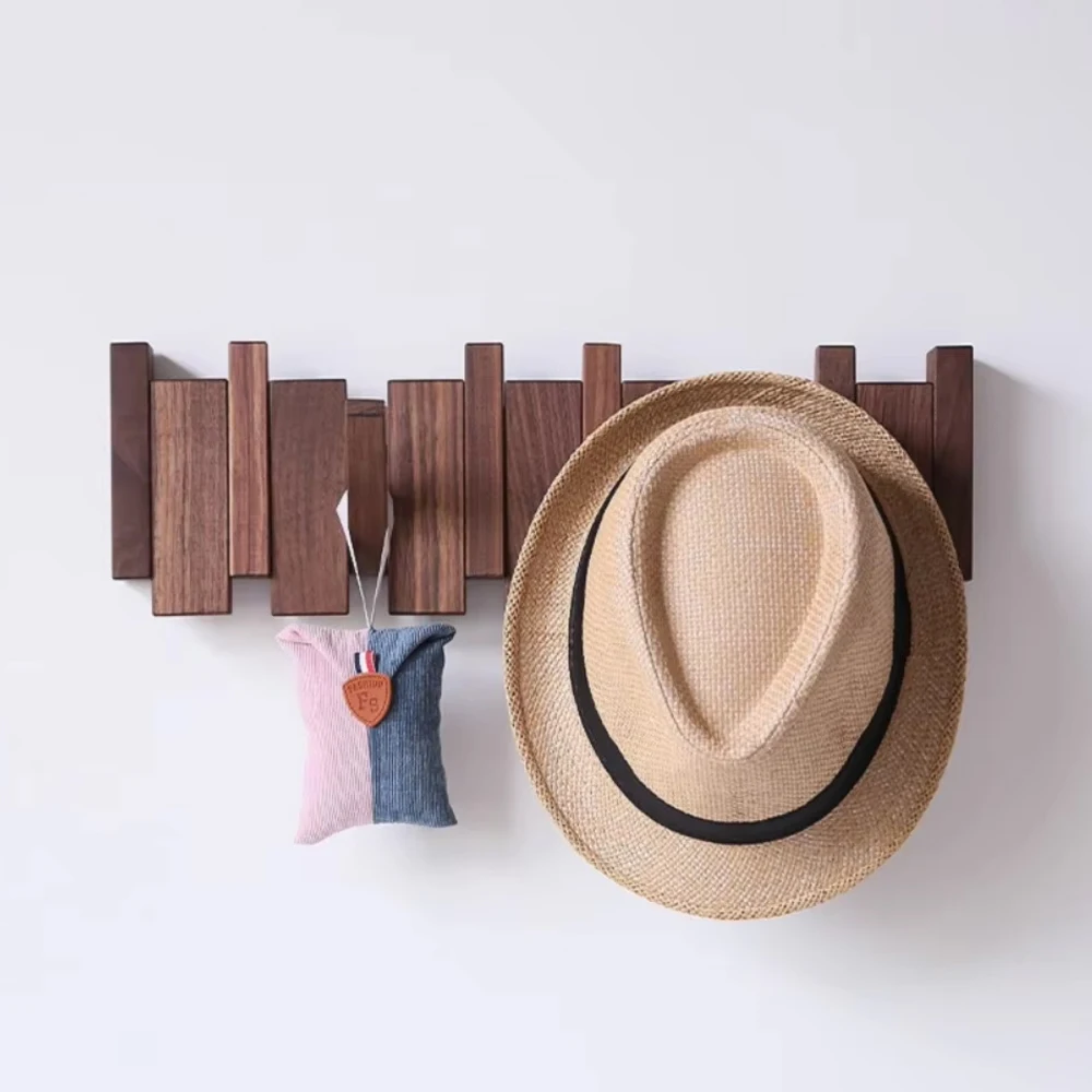 Gancho con forma de tecla de piano, de madera, para la entrada, para colgar abrigos, sombreros, bolsos y llaves. Gancho multifuncional plegable para puerta o pared.
