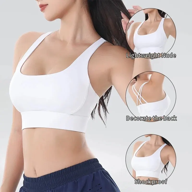 Sujetador deportivo de nailon para mujer, ropa interior transpirable, Sexy, para Yoga y gimnasio