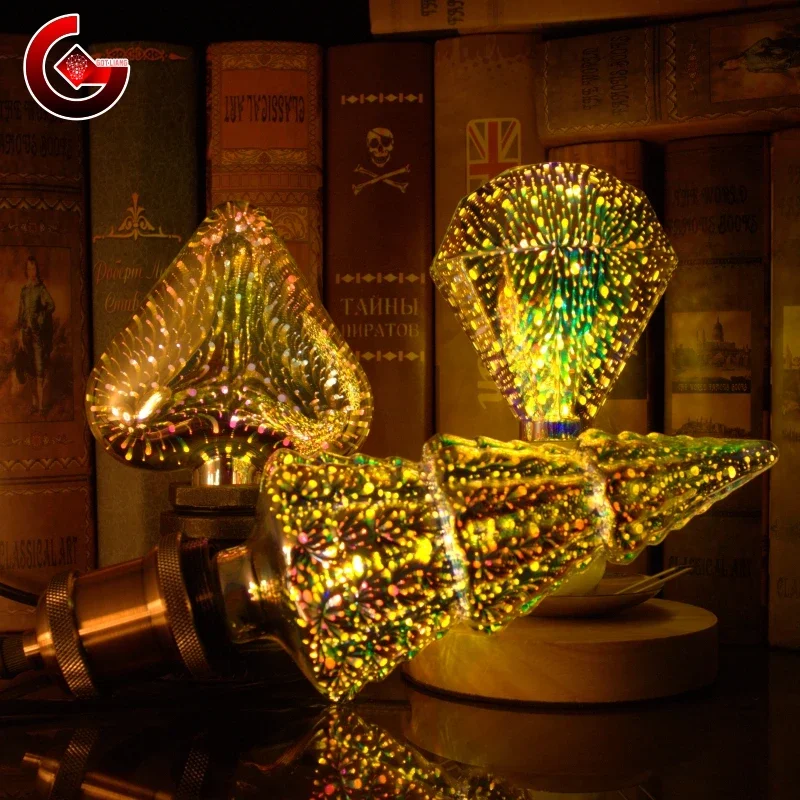 Bombilla LED Decorativa 3D E27 6W 85-265V, Bombilla Edison Vintage, Lámpara Estrella, Luz Nocturna Festiva, Novedad para Árbol de Navidad