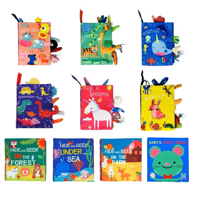 Gran oferta, juguete educativo de Aprendizaje Temprano para bebés de 0 a 36 meses, libro de tela con cola, rompecabezas de papel con sonido interactivo para padres e hijos, sonajero