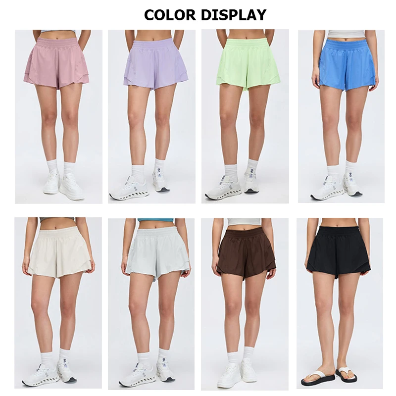 Pantalones cortos para correr al aire libre para mujer, pantalones cortos de Yoga de cintura alta para verano, ropa deportiva 2 en 1 para gimnasio, ropa deportiva femenina de secado rápido