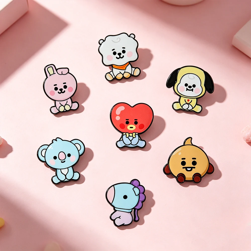Set de 7 Broches de Esmalte con Personajes de Anime y Kpop, para Mochilas, Ropa, Accesorios, Joyería, Regalos para Fans