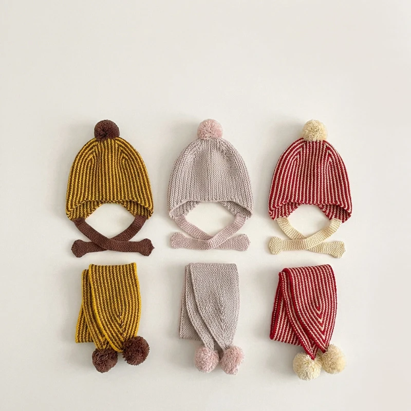 MILANCEL Conjunto de Gorro y Bufanda para Niños de 2 a 6 Años, Bufandas Cálidas de Invierno para Niños, Conjunto de Gorro y Calentador de Cuello para Bebés, Gorro Tejido para Niñas