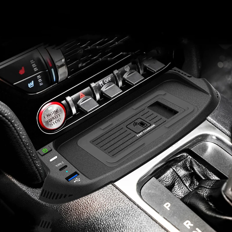 Cargador de teléfono para coche Ford Mustang 2015 2016 2017 2018 2019 2020 2021, 15w, cargador inalámbrico para coche, base de carga, soporte de carga