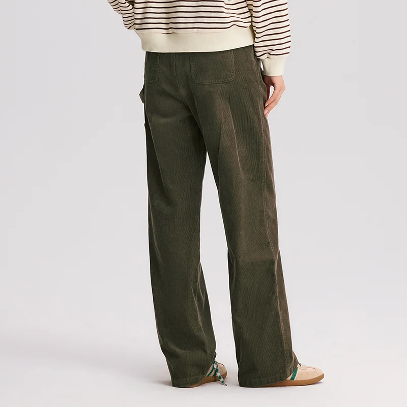 Semir pantalones casuales para mujer, pantalones de pierna ancha de algodón de pana, nuevo estilo de ropa de trabajo Vintage de invierno 2025