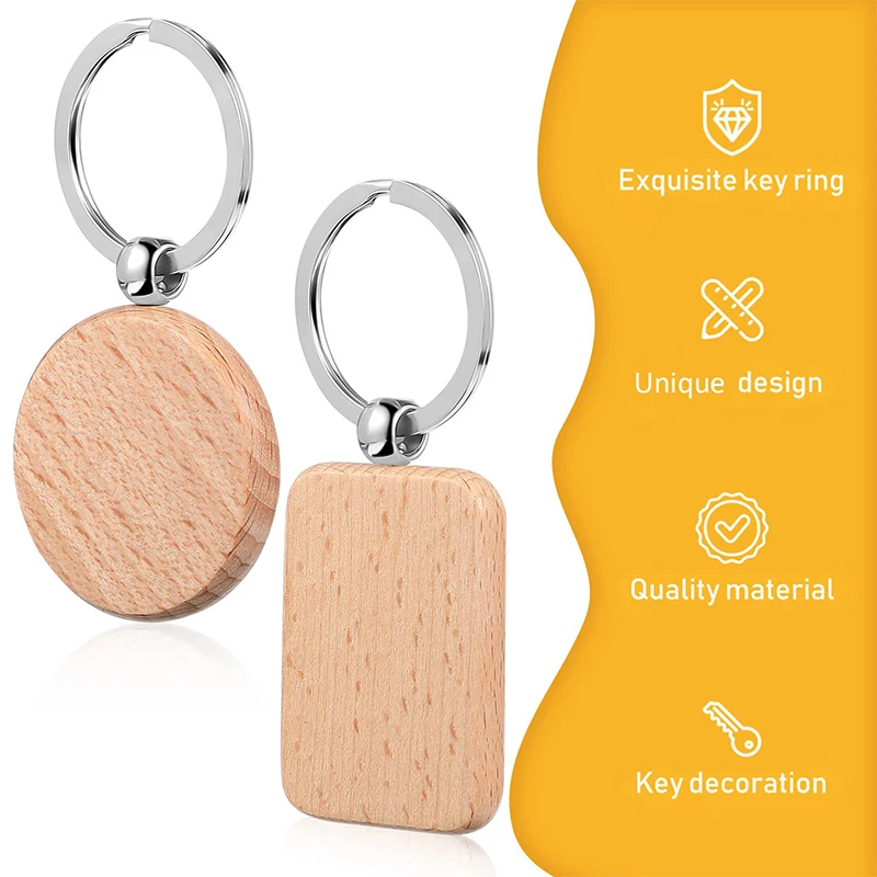 40 Uds. Llavero de madera sin terminar en blanco llavero de madera etiqueta para llave para manualidades de regalo DIY