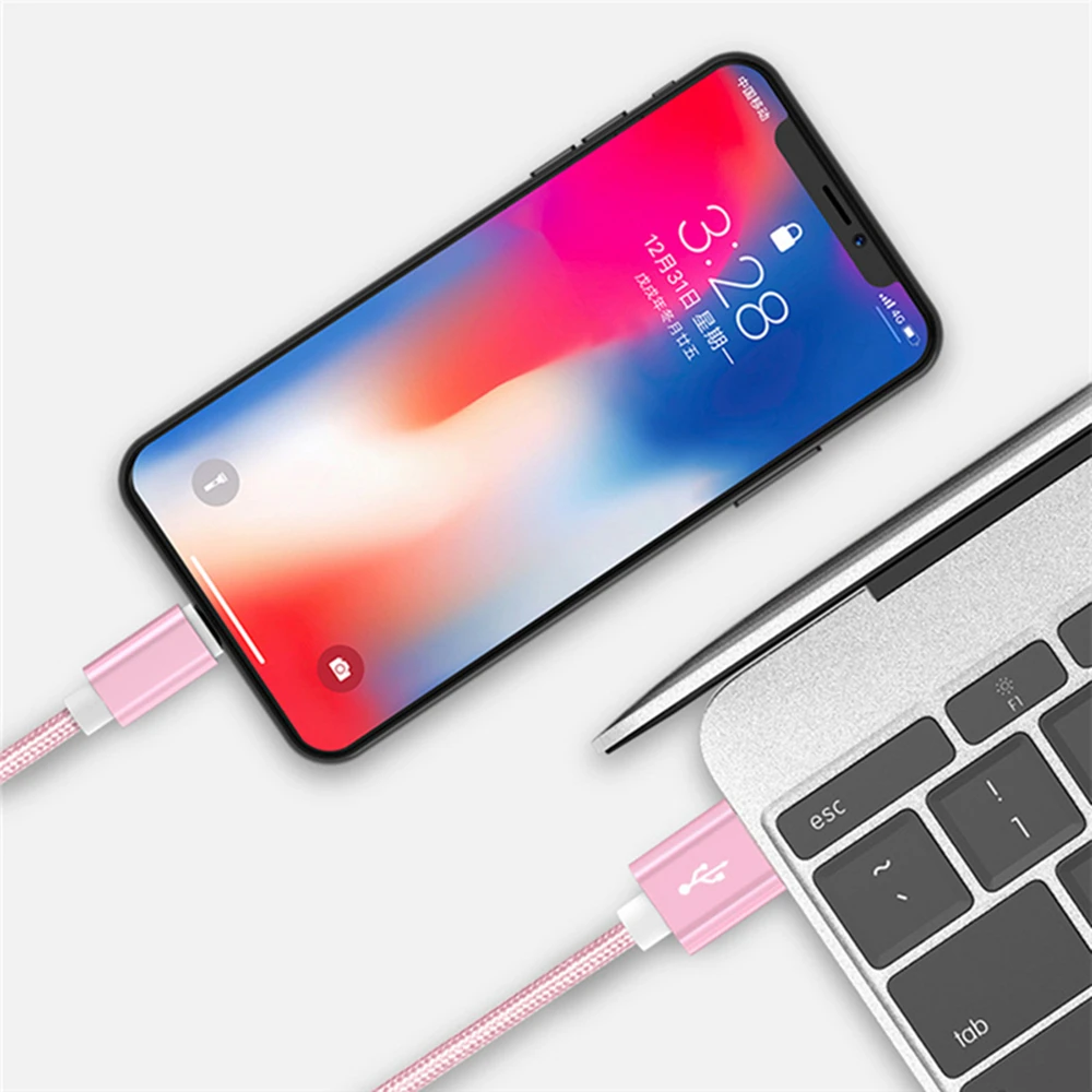 Cable trenzado de carga rápida USB para iPhone 11, 12, 13 Mini, 14 Pro Max, iPhone 7, 8, 14 Plus, X, XR, XS Max, cable de carga rápida.