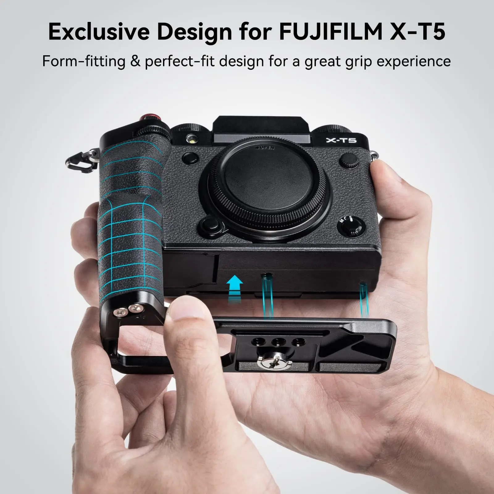 Empuñadura en forma de L SmallRig X-T5 para cámara FUJIFILM X-T5 con placa de liberación rápida para Arca, botón de obturador de empuñadura de silicona 4260
