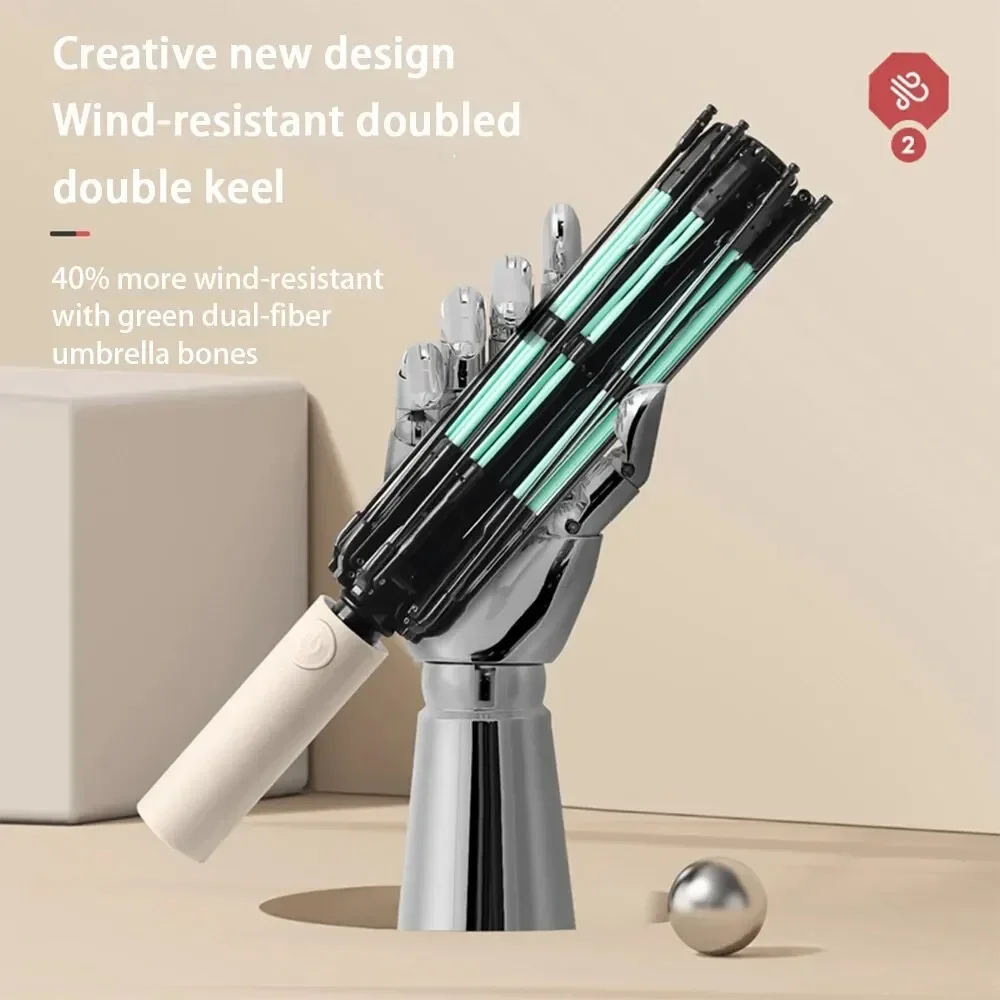 Paraguas plegable inverso completamente automático Xiaomi con raya reflectante a prueba de viento paraguas UV para hombres y mujeres sombrilla