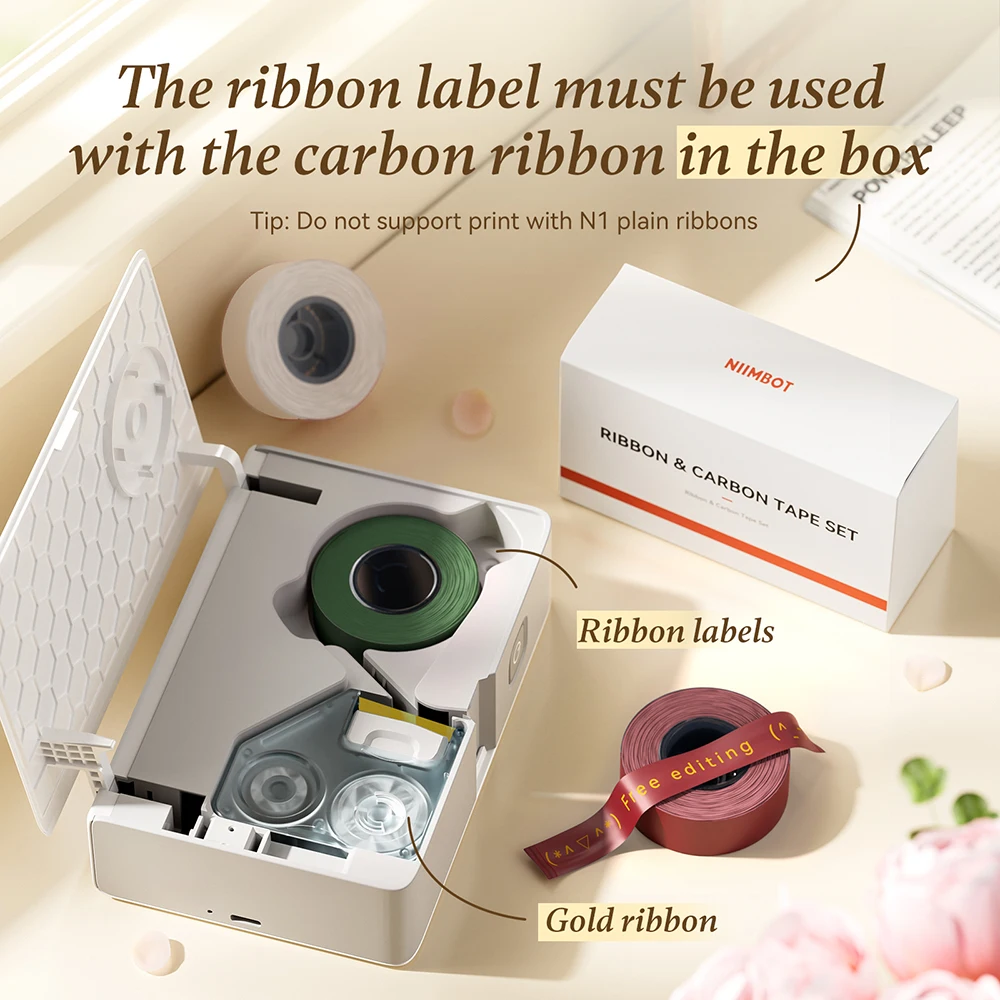 Niimbot N1/B18 impresora de etiquetas adhesivas de transferencia térmica Mini fabricante de etiquetas con cinta papeles PET para joyería Cable cosméticos