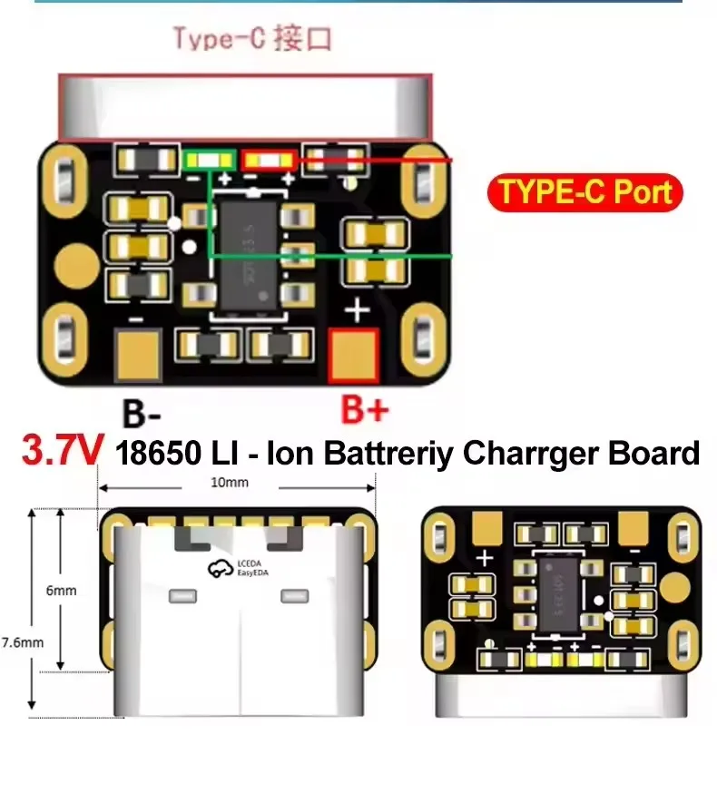 1-20 Piezas Mini Placa Cargadora de Batería de Litio Tipo-C 3.7V 4.2V 18650 Módulo de Protección de Carga con Corriente y Voltaje Constantes