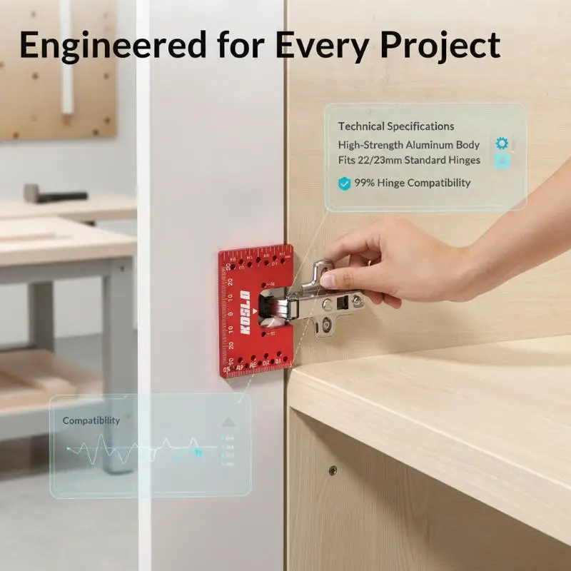 Espaciador magnético para bisagras de puertas de gabinetes, herramienta de alineación de 2 mm para instalación rápida de puertas de gabinetes, para una perfecta ajuste de los espacios entre las puertas.