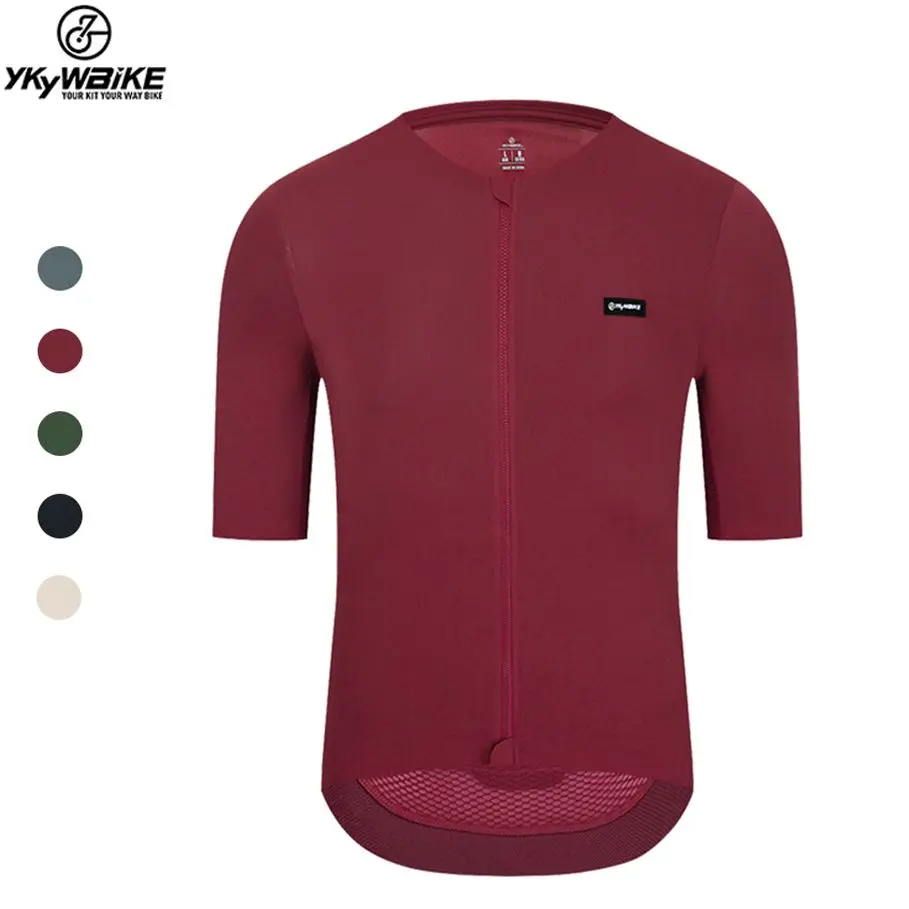 YKYWBIKE-Camiseta de manga corta para ciclismo, camisa YKK con cremallera, tela Coldback UPF 50 +, Verano