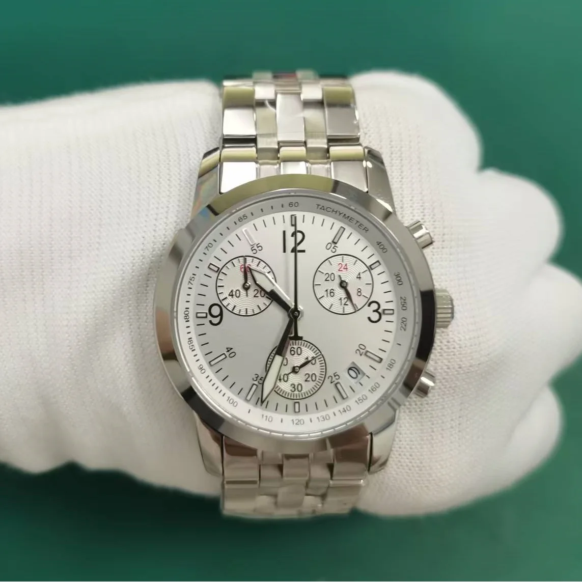 Reloj de Hombre de Acero Inoxidable con Cristal de Zafiro, Cuarzo, Cronógrafo, Resistente al Agua 50M, Deportivo, de Lujo, para Negocios, 316L