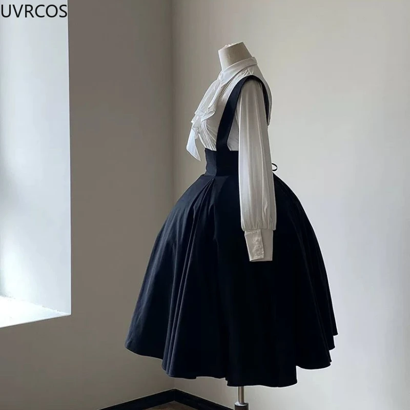 Blusa japonesa Vintage elegante de Lolita para mujer, camisas JK irregulares con manga acampanada gótica victoriana, Top Kawaii estético Y2k