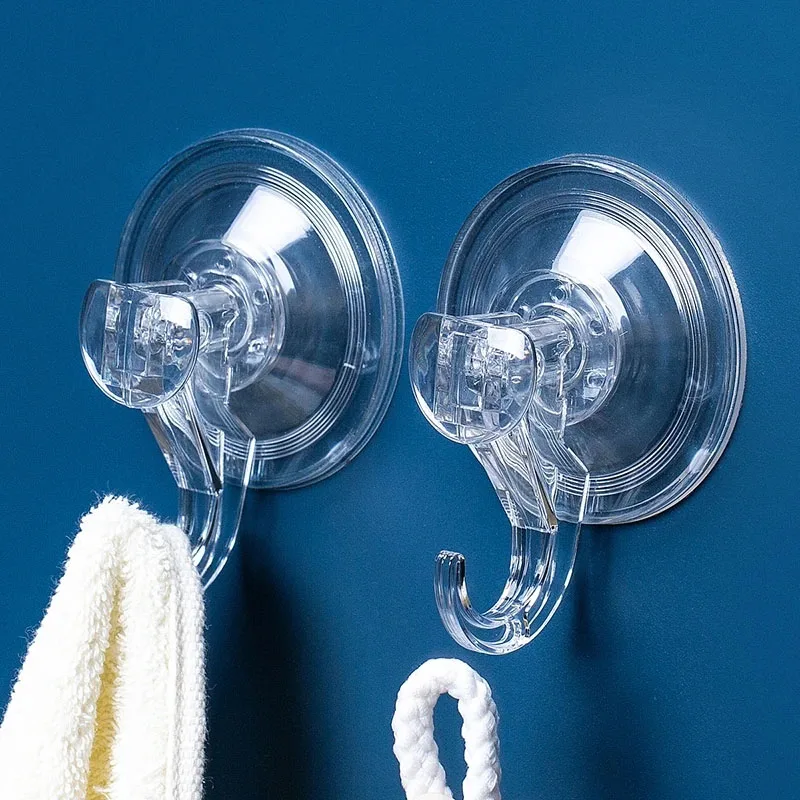 Gancho de Succión, Gancho de Succión al Vacío Transparente y Reutilizable de Alta Resistencia, Accesorios de Cocina de Vidrio, Gancho para Toallas de Baño