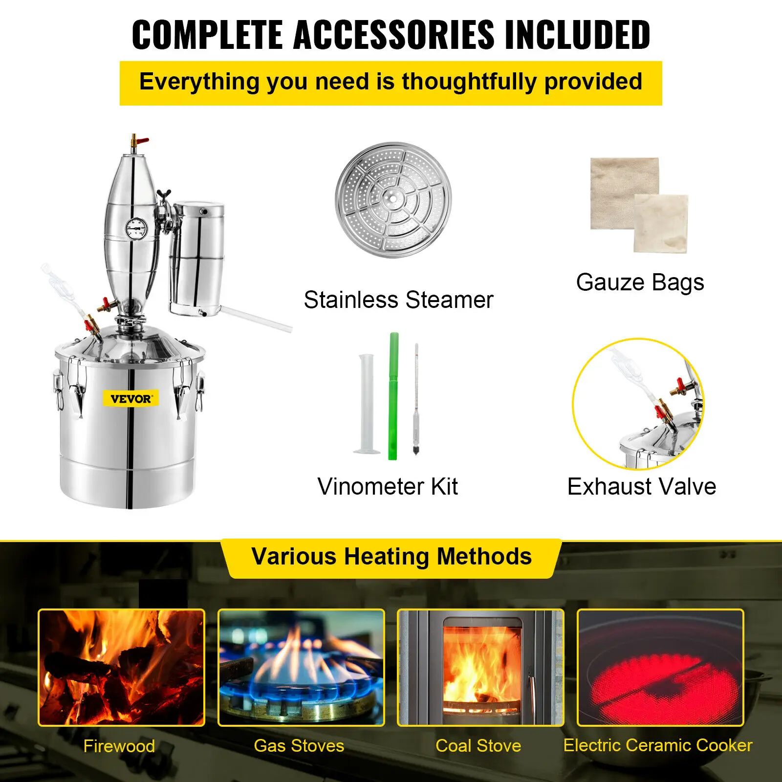 SucceBuy 20L-70L máquina destiladora de Alcohol equipo de elaboración de cerveza DIY vino Moonshine aparato dispensador Kit electrodoméstico