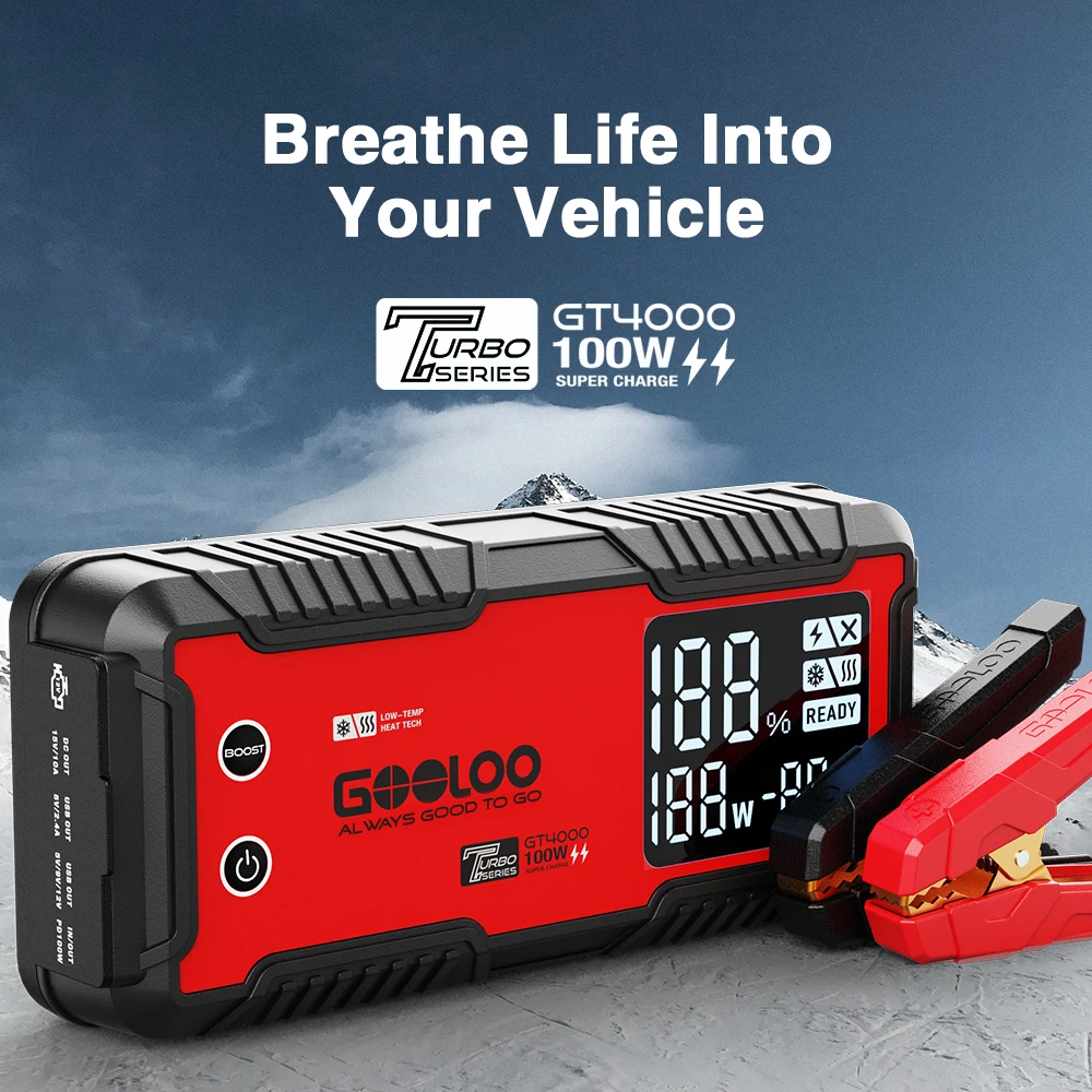 Arrancador de Coches GOOLOO de 20000 mAh, Batería de Coche de 12 V, Corriente Máxima de 4000 A, Cargador Portátil, Banco de Energía Portátil para Dispositivos de Emergencia