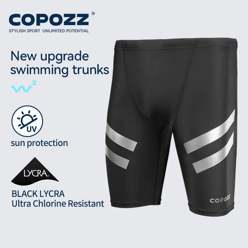 COPOZZ bañador para hombre, pantalones cortos de natación, traje de baño deportivo de competición, transpirable, secado rápido, pantalones de playa