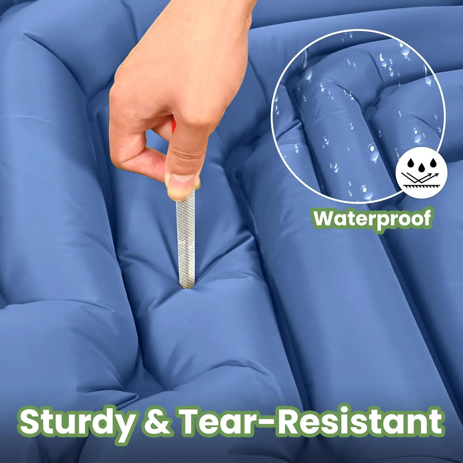 Colchón inflable para acampar al aire libre, colchoneta para dormir con almohadas, colchoneta de aire ultraligera, bomba infladora integrada para senderismo