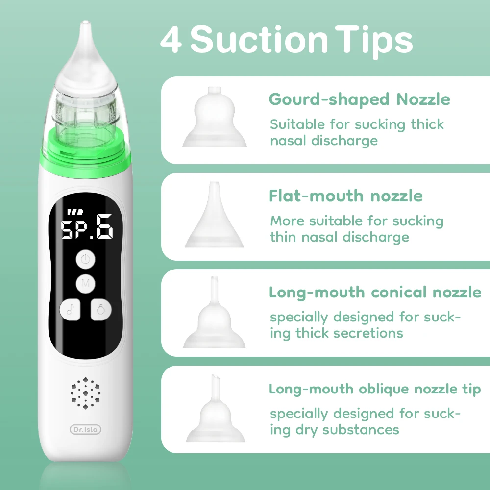 MAMIJOY-absorbente Nasal eléctrico, limpiador silencioso de obstrucción para rinitis de bebé, aspirador Nasal, herramienta de limpieza de moco Nasal para recién nacido