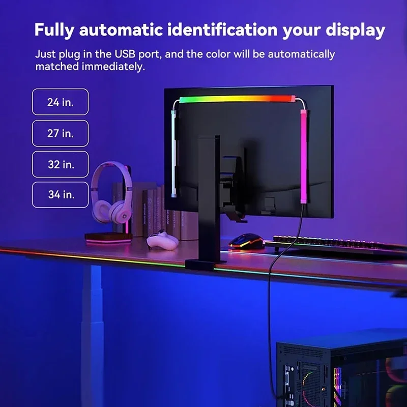 Pantalla de PC ambiental inteligente, sincronización de Monitor de ordenador, retroiluminación, tira de luz LED, Color RGB, juego DIY, lámpara de decoración de ambiente festivo
