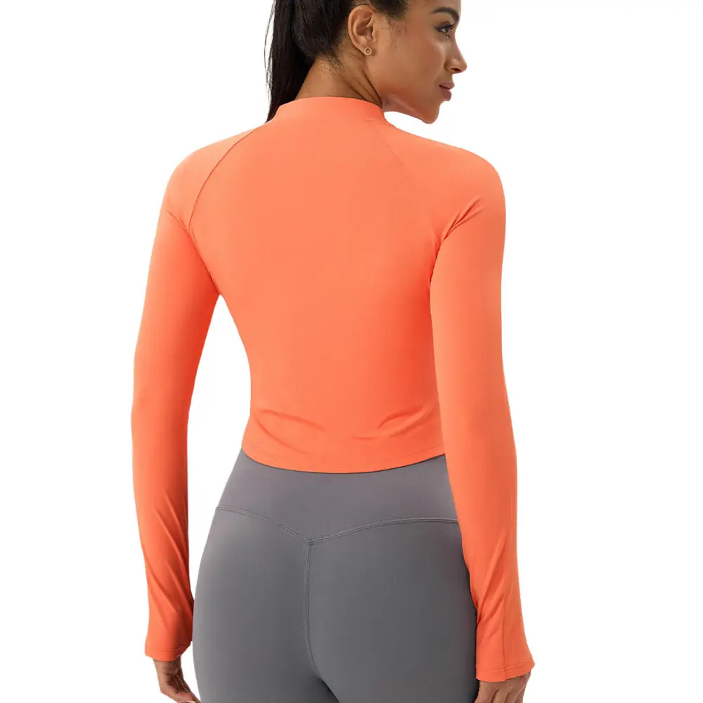 2025 Camisa deportiva de manga larga para Yoga para mujer, cárdigan ajustado de secado rápido con cremallera, Top de entrenamiento, ropa deportiva para correr al aire libre, chaqueta de gimnasio