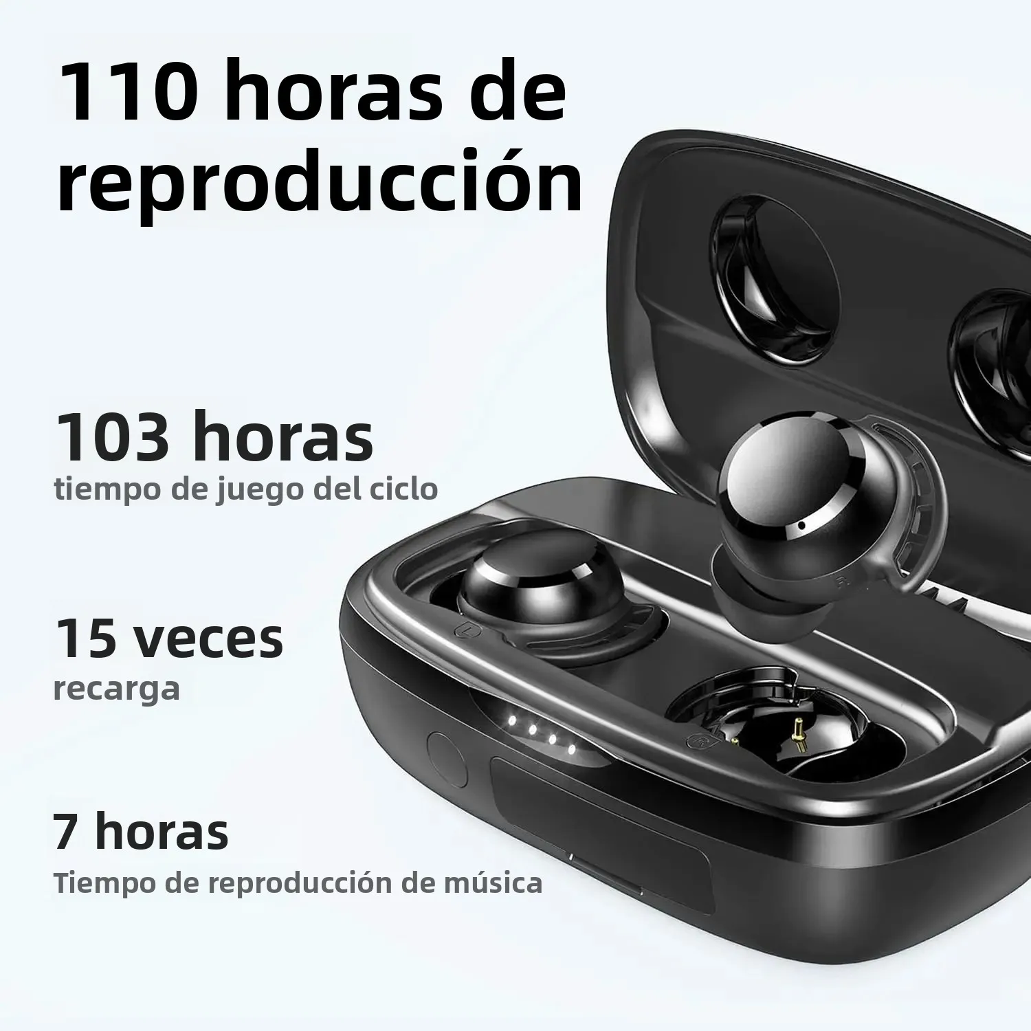Auriculares Bluetooth Tribit FlyBuds 3 TWS, Auriculares Inalámbricos Impermeables IPX8 con Control Táctil, Micrófono Incorporado, 110 Horas de Reproducción