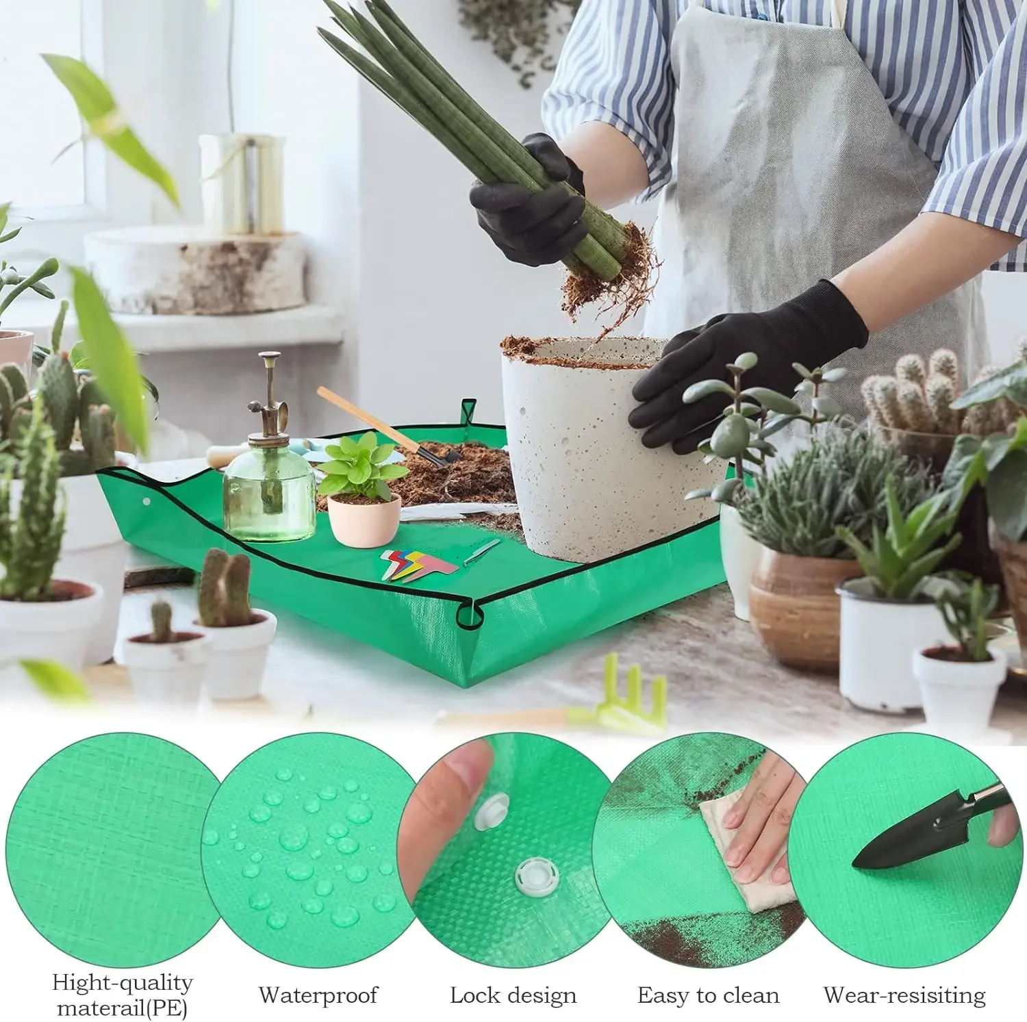 Esteras impermeables gruesas, esteras para cambiar el suelo del jardín, herramientas de jardinería, maceta para plantas y flores, esteras para plantas reutilizables para trasplante