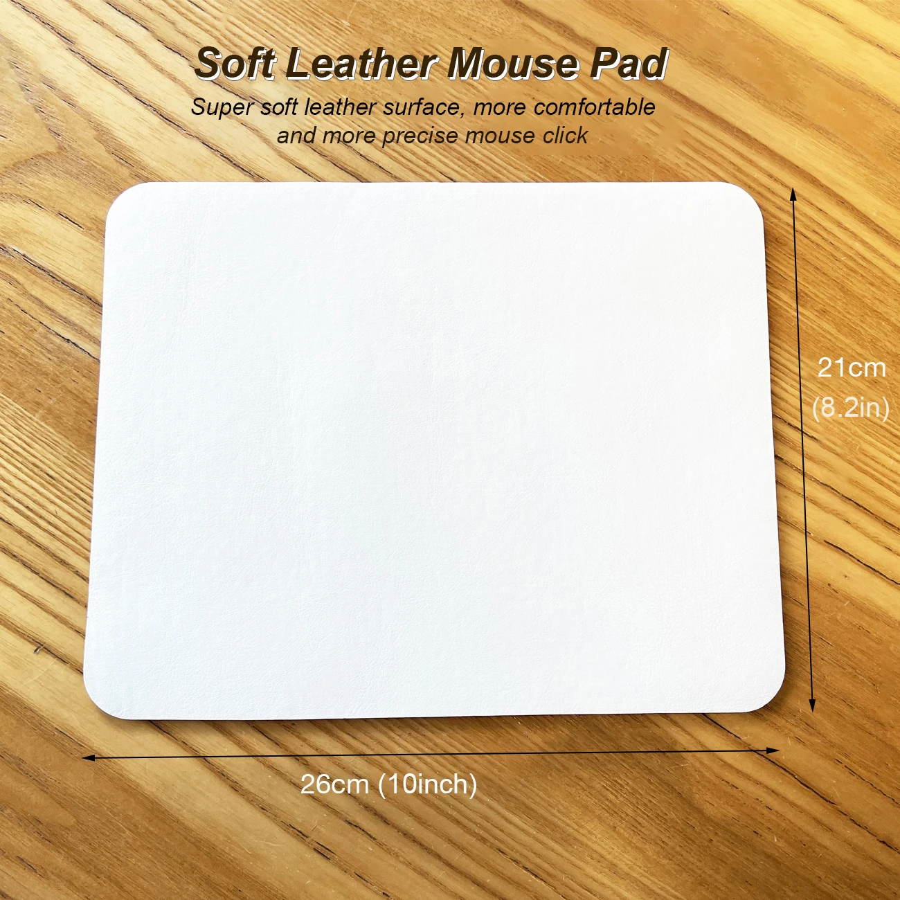 Alfombrilla de ratón de cuero suave blanco con base antideslizante con patrón de Lichi impermeable para el hogar/oficina/juego, 10x8 pulgadas
