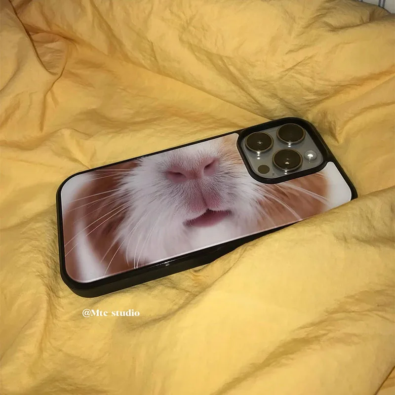 Funda de silicona a prueba de golpes con diseño de cara de conejillo de indias coreano, divertida y linda, para iPhone 17 Air 16 Pro Max 15 14 Plus 13 12 11