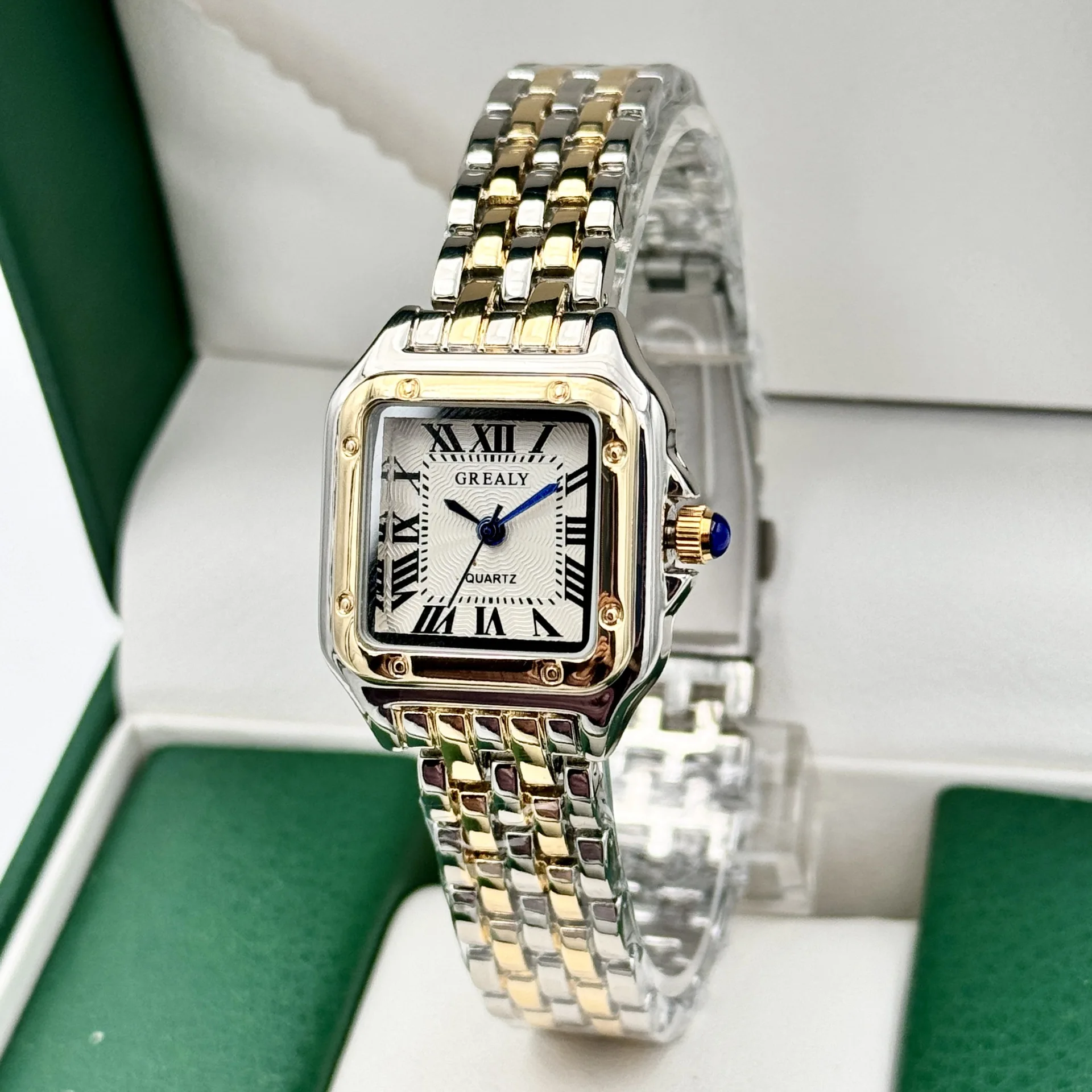 Nuevo reloj para mujer, marca de lujo ligera, negocios, acero inoxidable dorado, relojes de cuarzo a la moda para mujer, reloj de pulsera para mujer