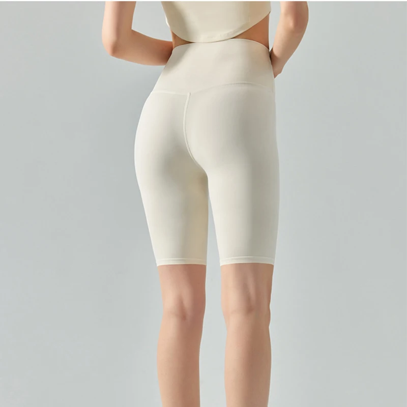 Pantalones cortos deportivos de Yoga para mujer, Shorts ajustados de ciclismo para mujer, pantalones cortos transpirables desnudos para correr, pantalones cortos de Fitness de cintura alta de secado rápido
