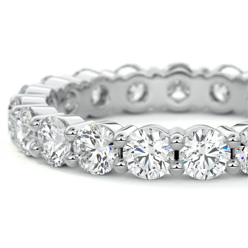 Anillo de eternidad de moissanita de 4 mm certificado por Lnngy, anillo de boda relleno de oro de 14k para mujer, anillo apilable brillante, accesorios de joyería
