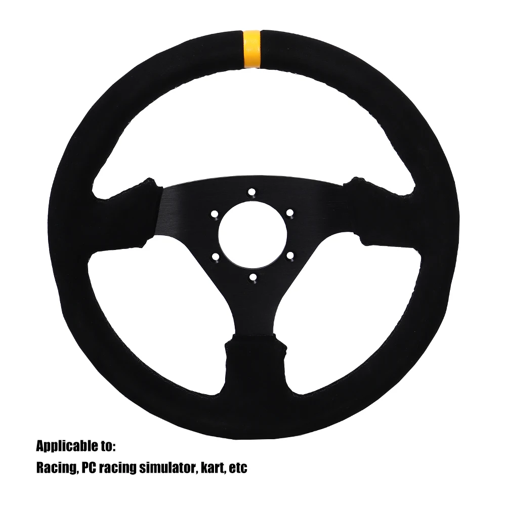Volante Universal de 330mm, volante de juego de carreras Sim Drift de gamuza, marco plano de aluminio de 13 pulgadas