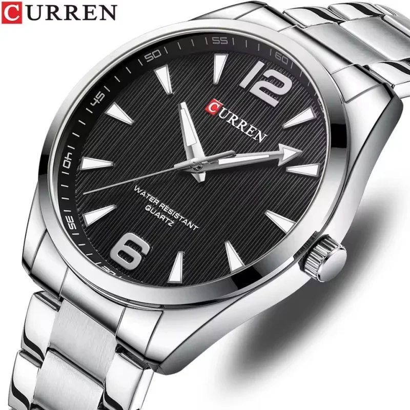 Reloj CURREN 8434 de Marca de Moda para Hombre, Resistente al Agua, con Luz Nocturna, Elegante, Correa de Acero Inoxidable, Reloj de Regalo para Hombre, Reloj Hombre