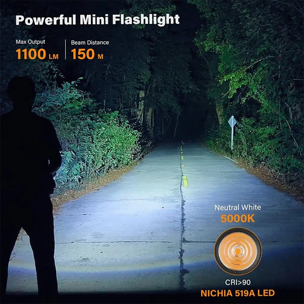 Sofirn SC13 519A 5000K Mini potente luz LED 1100lm 18350 linterna recargable con magnético