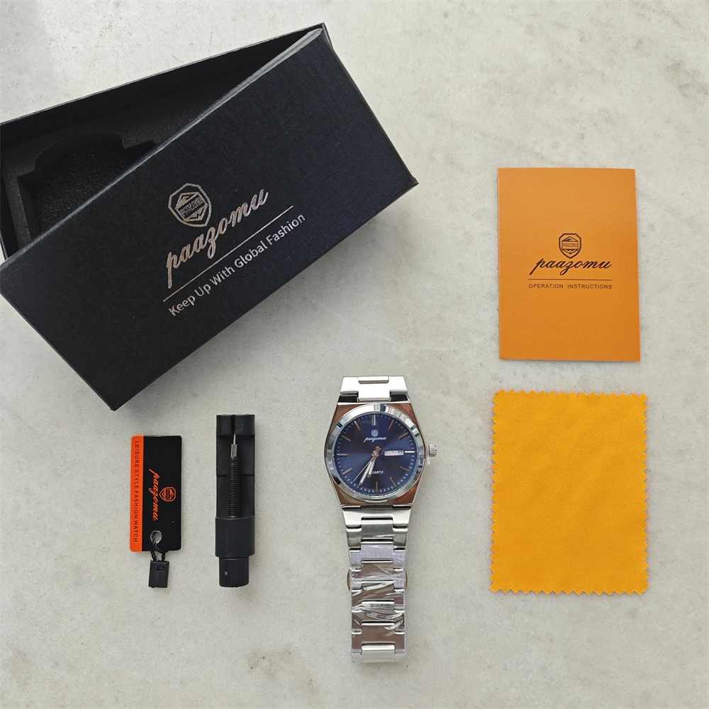 Reloj de cuarzo ultrafino PAAZOMU para hombre y mujer, estilo minimalista, resistente al agua, luminoso, correa cómoda, regalo diario para la oficina