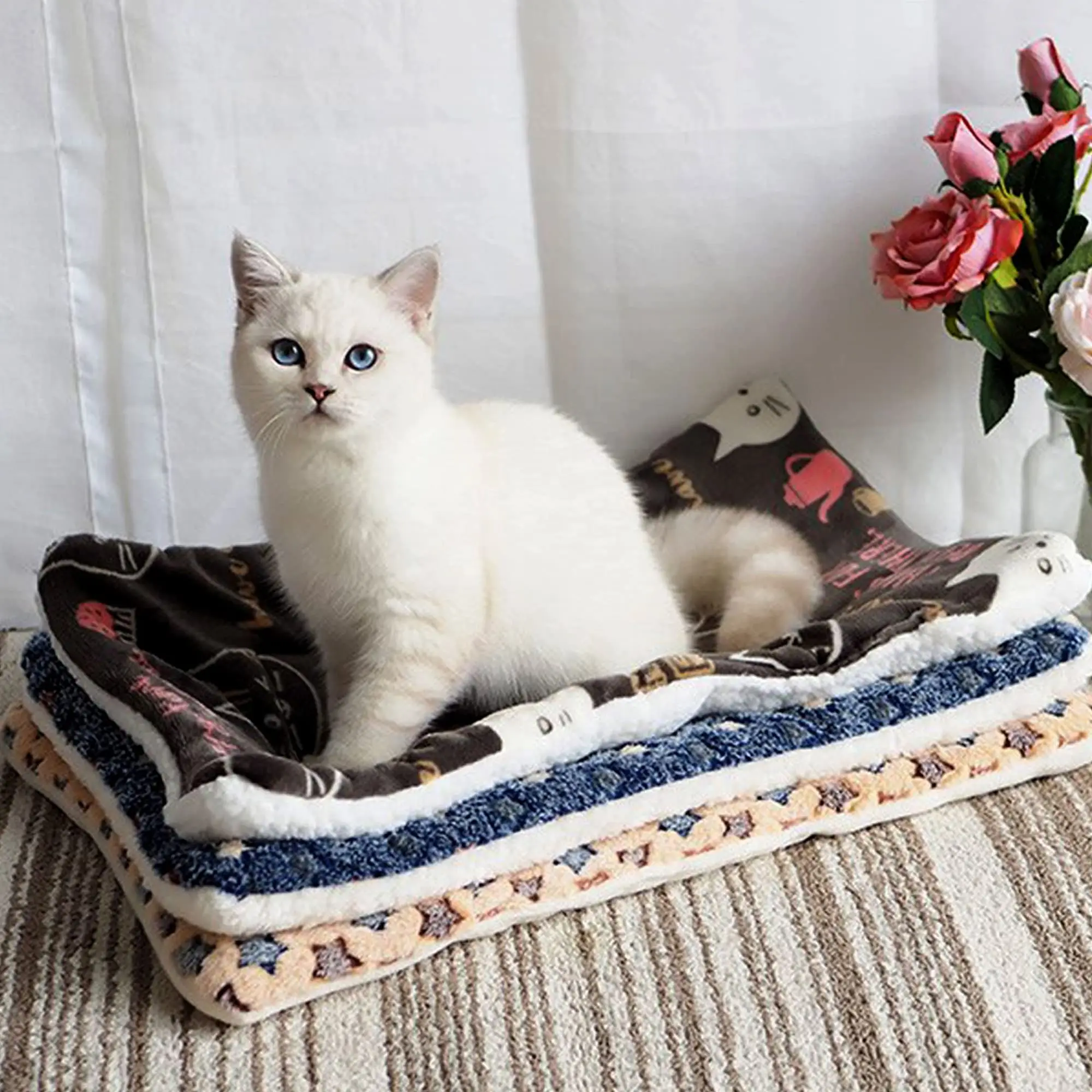 Cama de franela de gran tamaño para perros, cama gruesa para gatos, estera para dormir, manta para cachorros, gatitos, alfombra para cama para perros pequeños, medianos y grandes